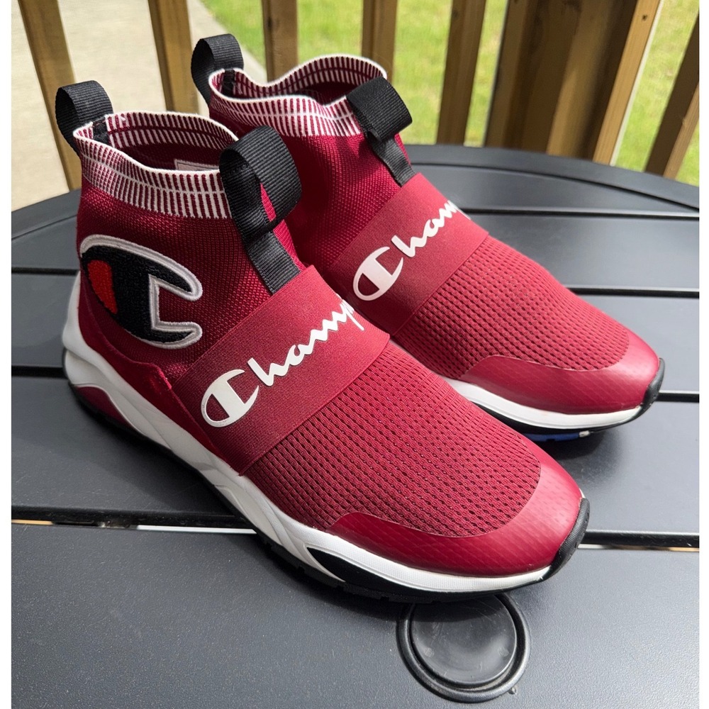 Champion Rally‎ Pro Red Mens High Top Slip On Sock Sneakers CP100012M Size 11